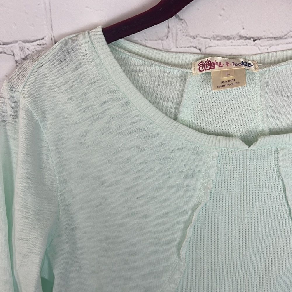 Ragdoll & Rockets Mint Long Sleeve Distressed Top Girls Size Large - Picture 5 of 6